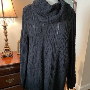 Black Cable Knit Cowl Neck Sweater by eight eight eight.